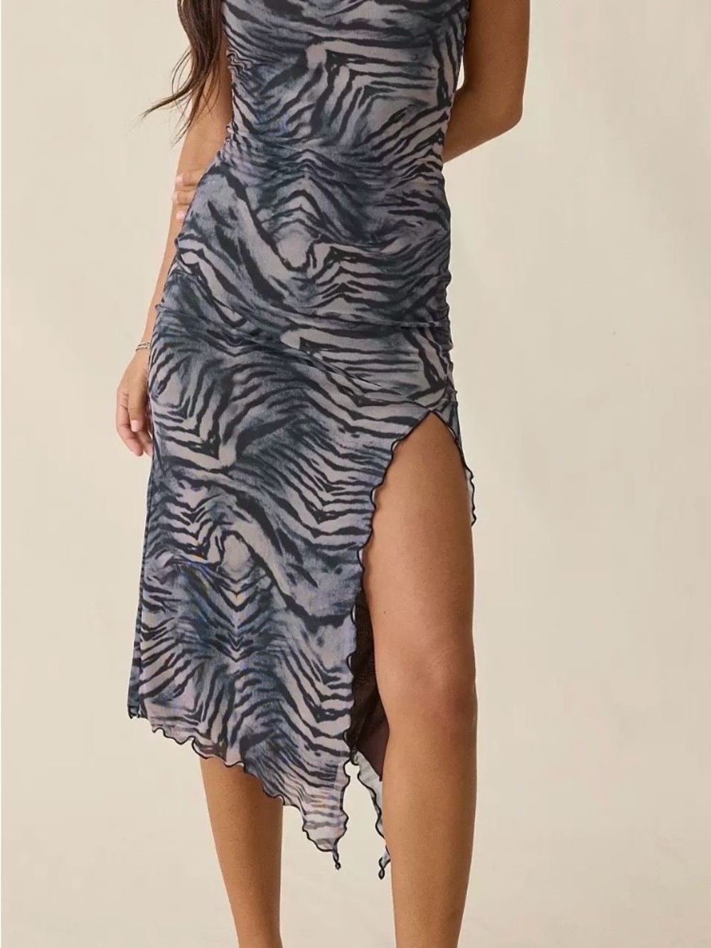 Y2K fairy core zebra print party dress